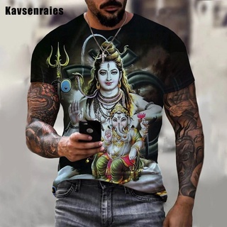 เสื้อยืดลําลอง แขนสั้น คอกลม พิมพ์ลาย Hindu God Lord Shiva5 3D พลัสไซซ์ แฟชั่นสําหรับผู้ชาย และผู้หญิง