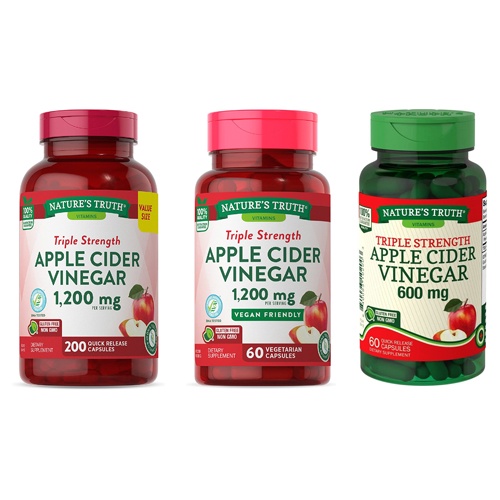 พร้อมส่ง Nature's Truth Triple Strength Apple Cider Vinegar 600, 1200mg 60, 200 เม็ด