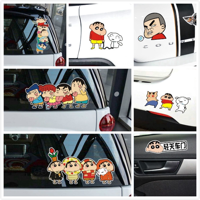 CUTE!! Crayon Shin Chan Reflective Car Decals Window Door Laptop Motorcycle