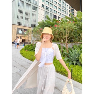 เสื้อ Bubble bow linen (ขาว/ครีม) ผ้าลินินแบบนุ่มพิเศษ