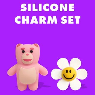 WiggleWiggle x Bellygom  - Silicone Charm Set : ตัวติดรองเท้า หมี+ดอก 2ชิ้น/ชุด