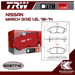 ผ้าเบรคหน้า TRW สำหรับ MARCH (K13) 1.2L 10-14 (GDB7742)