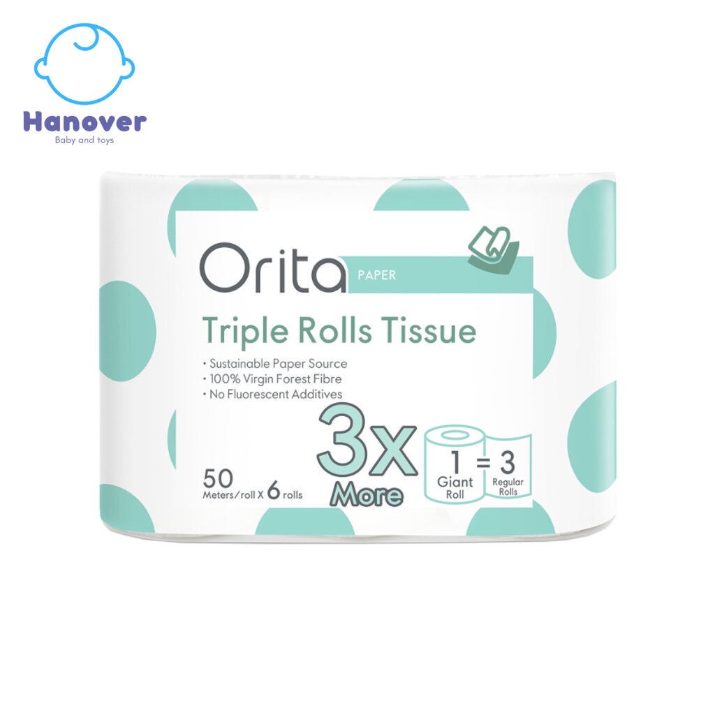 [WS] Orita โอริต้า กระดาษชำระแบบม้วน 1แพ็ค (ความยาว 50เมตร/ม้วน บรรจุ 6 ม้วน).