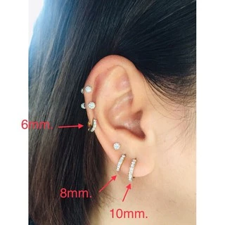 ✅ราคา1คู่ ของแท้งานเกาหลี💯%ต่างหูห่วงคริสตัลสวารอฟสกี้งานเกาหลี ใส่ไม่ลอก ไม่ดำ มี 2 สี สีเงิน สีทอง เพชรสวยเงางามมาก