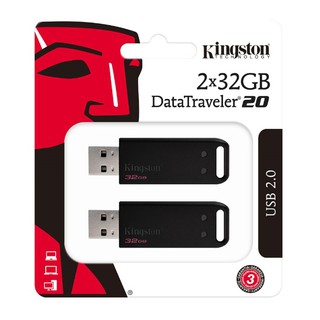 32 GB FLASH DRIVE (แฟลชไดร์ฟ) KINGSTON DATA TRAVELER 20 (DT20/32GB-2P) (2-PACK)