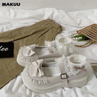 Makuu รองเท้าแพลตฟอร์ม รองเท้าหนัง สไตล์ญี่ปุ่น โลลิต้า สําหรับผู้หญิง เหมาะกับฤดูร้อน ปีใหม่