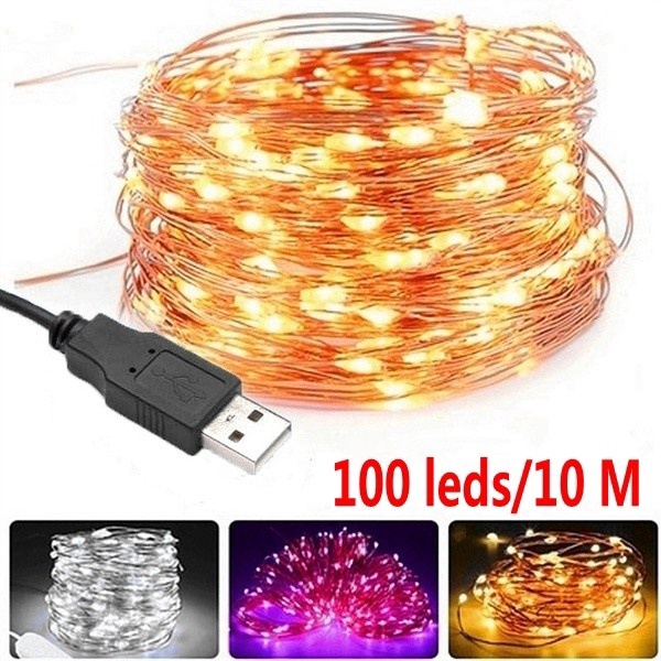 สายไฟ 100 LED 10 เมตรสำหรับตกแต่งคริสมาสต์