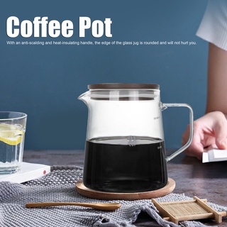 Helper HomeMall ☕️ 🔥กาดริปกาแฟ🔥Coffee Pot with Lid Heat‑Resistant Glass Heat Insulation Handle Kettle for Tea Milk Juice