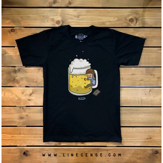 Black T-shirt " Beer " เสื้อยืดคุณภาพสีดำ ลายเบียร์ Premium cotton100 comp