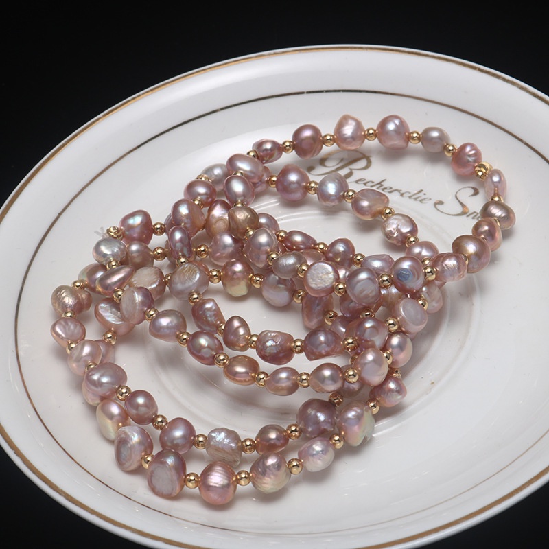 ขายส่ง สร้อยข้อมือมุกน้ําจืดธรรมชาติ แฟชั่นผู้หญิง บาร็อค ทรูเพิร์ล แท้ - รูปที่ 3