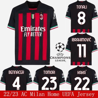 เสื้อกีฬาแขนสั้น ลายทีมชาติฟุตบอล Milan Tomori Bennacer Ibrahimovic Kaka Tonali พลัสไซซ์ 2022-2023