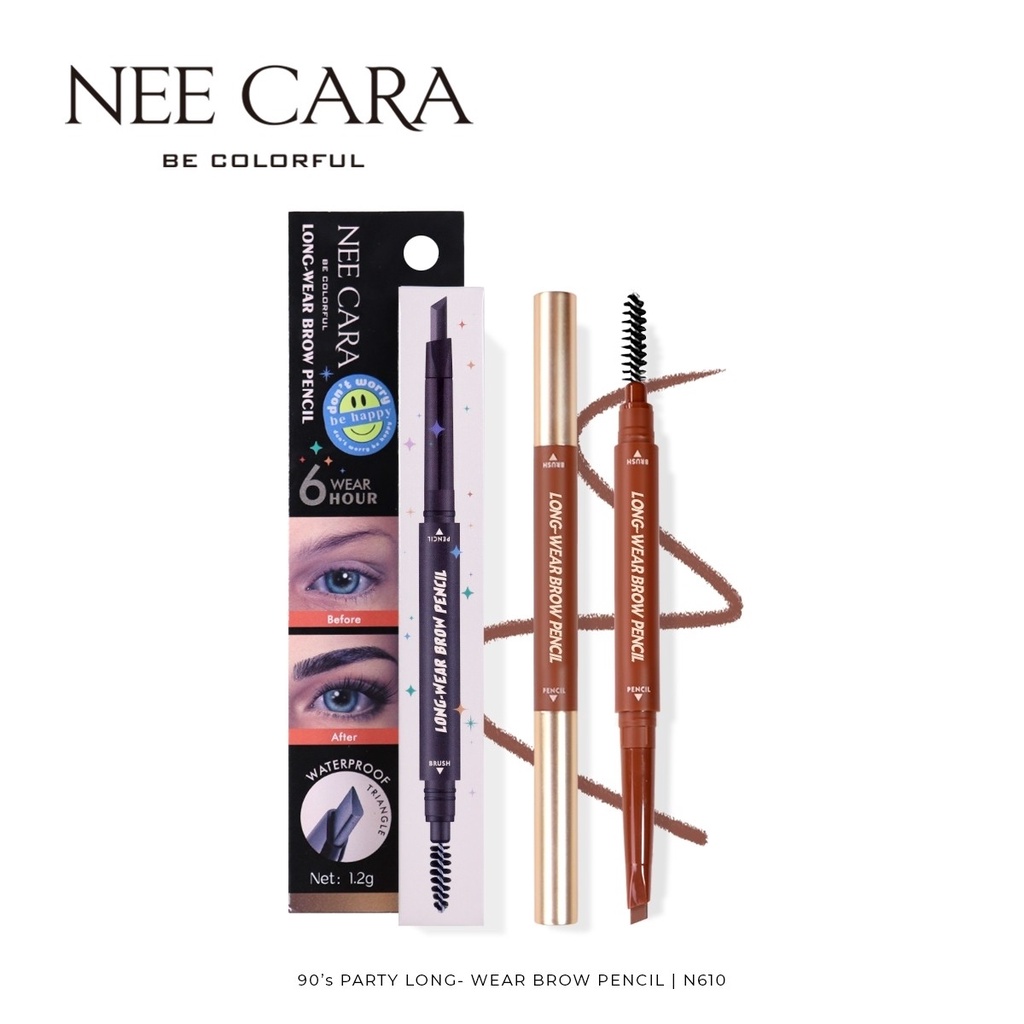 N610 Nee Cara Long Wear Brow Pencil นีคาร่า ลอง แวร์ ดินสอเขียนคิ้ว เขียนคิ้วออโต้ หัวสามเหลี่ยม
