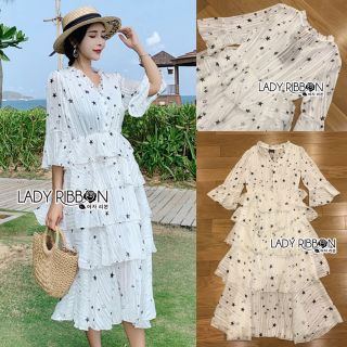 Lady Ribbons Made 🎀 Lady Kate Sweet Casual Little Star Printed Ruffle Layered Dress