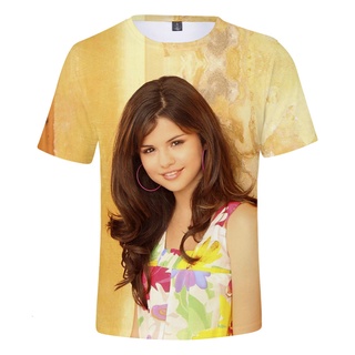 เสื้อยืด พิมพ์ลายโปสเตอร์ Selena Gomez Singer 3 มิติ สําหรับผู้หญิง 2022