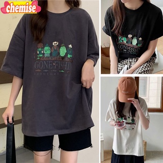 Chemisegrace✨พร้อมส่ง✨เสื้อยืดเกาหลีผู้หญิง oversize เสื้อยืดแขนสั้นพิมพ์ลายตัวหนังสือ ทรงหลวม สตรีท ฮิปฮอป XXL2317