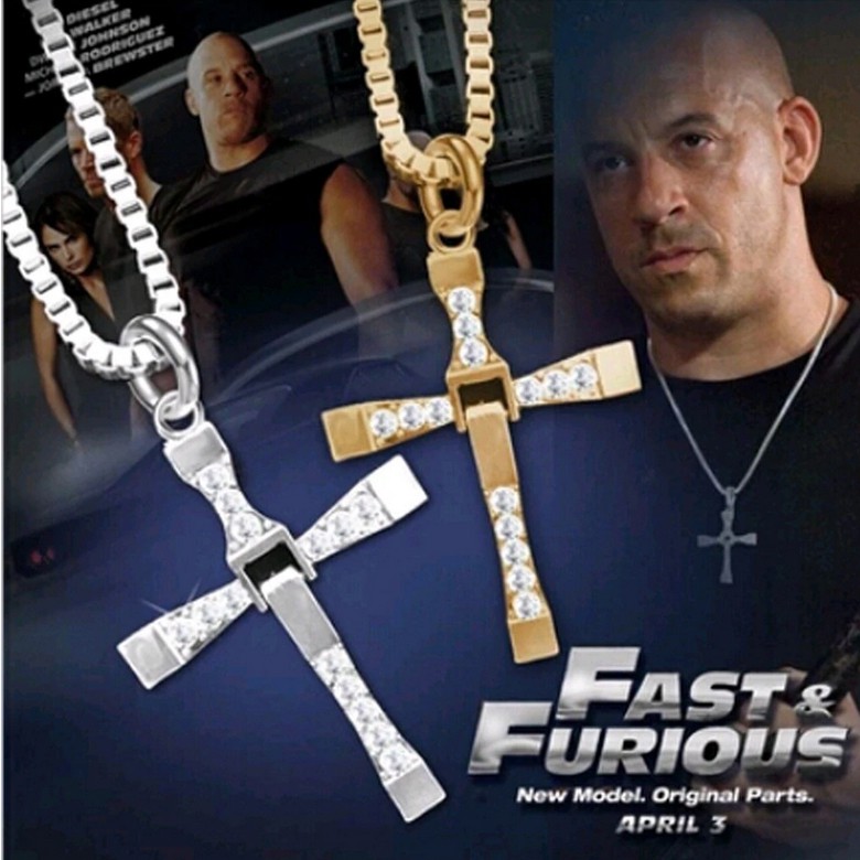 สร้อยคอ ไม้กางเขน Punk Cross Pendant & Necklaces Stainless Steel The Fast and The Furious Men Chain Necklace Christian