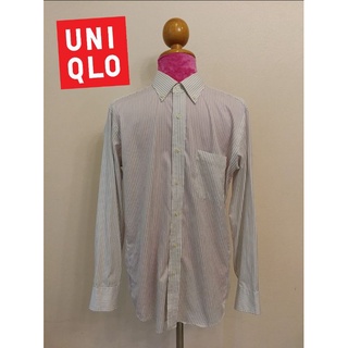 UNIQLO Brand_2nd hand เสื้อเชิ้ตแขนยาวผ้าฝ้าย​100​% ลายทาง​/ Size M/ Made​ in China 🇨🇳 แท้มือสองกระสอบนำเข้า​