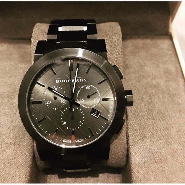 นาฬิกา BURBERRY Chronograph Dark Grey Dial Black Ion-plated Men's Watch พร้อมส่งจ้าา
