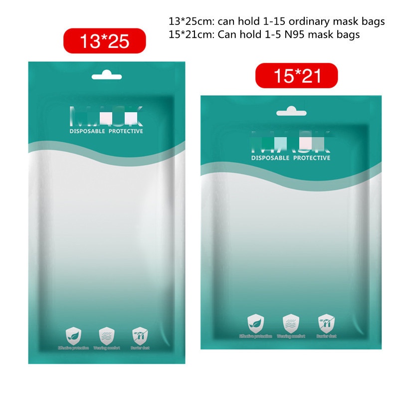 100 Pcs/lot Portable Mask packaging Bag Translucent Anti Dust Masks Save Bag Zip Lock Mask Packaging