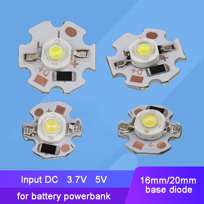 หลอดไฟ LED 3.7V 5V 1W 3W ฐานดาว 20 มม. ขาว เขียว น้ําเงิน แดง 10 ชิ้น