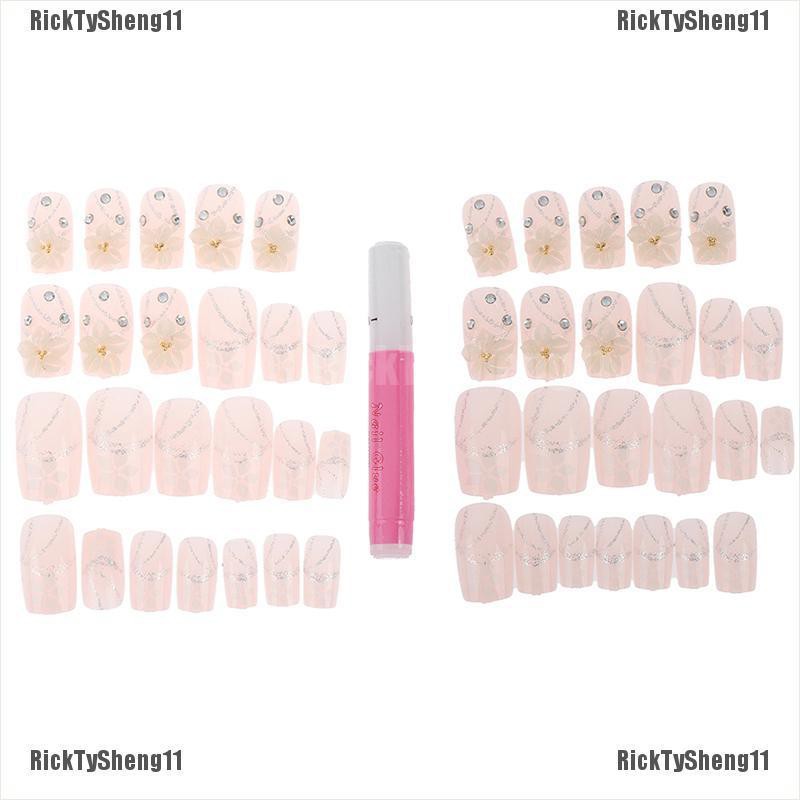 [COD]RTS 24PCS Long Fake Nails Art Tips Acrylic Nail False Full Cover