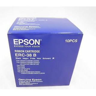 ตลับผ้าหมึก Ribbon EPSON ERC38 ( Original ) 1 กล่อง มี 10 ชิ้น (ไม่แบ่งขาย )  เฉลี่ย 120.- / 1ชิ้น (รวม Vat 7% )