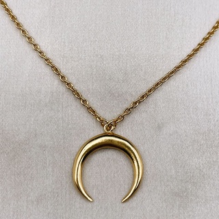 Crescent Moon Chain, 18K Gold Plated, Sterling Silver Necklace | สร้อยคอ สร้อยคอจี้ เงินแท้ ทองแท้ ชุบทอง 18 กะรัต