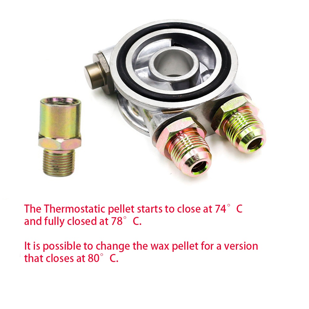 OIL COOLER FILTER SANDWICH PLATE + THERMOSTAT ADAPTOR (AN10 or AN8) +FITTINGS 3/4-16UNF,M18,M20,M22 