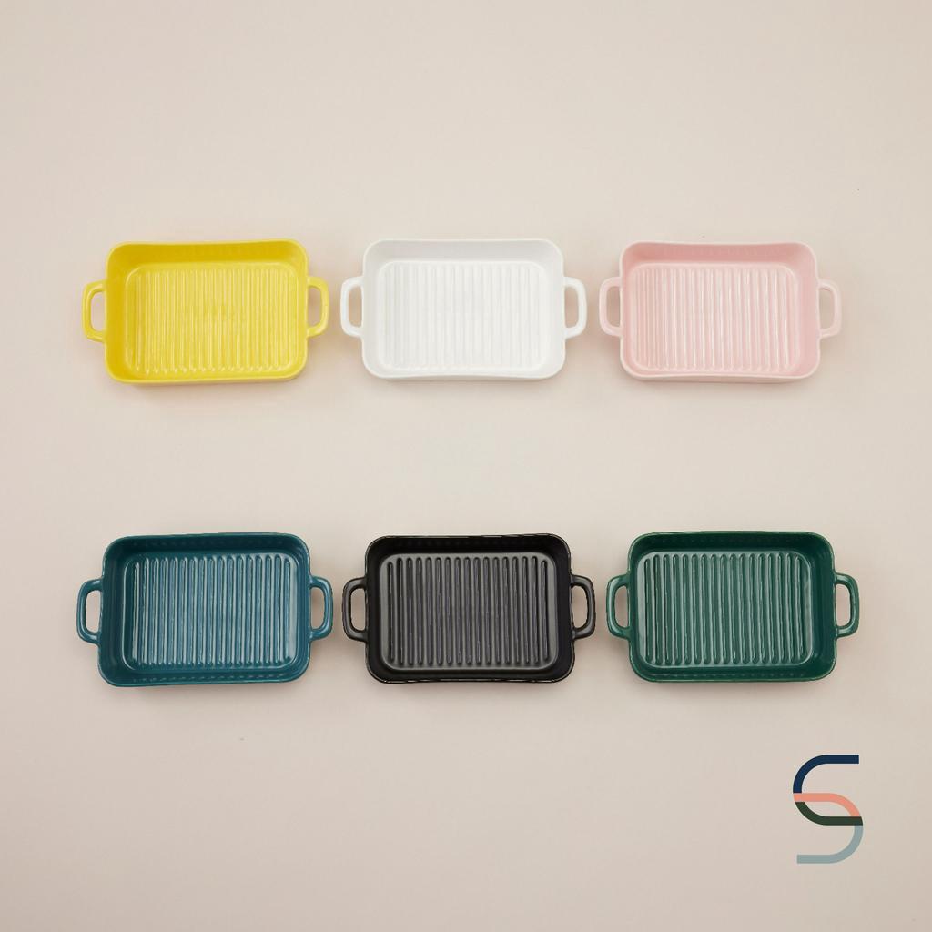 SARABARN Double Handle Rectangular Griddle Pan | ถาดอบอาหารเซรามิก 730 ml
