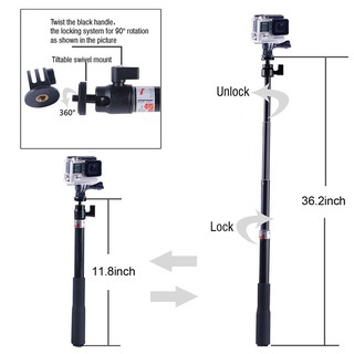 Monopole for gopro X-116 ไม้เซลฟี่แบบยืดหดได้สําหรับกล้อง Gopro (33-110cm)