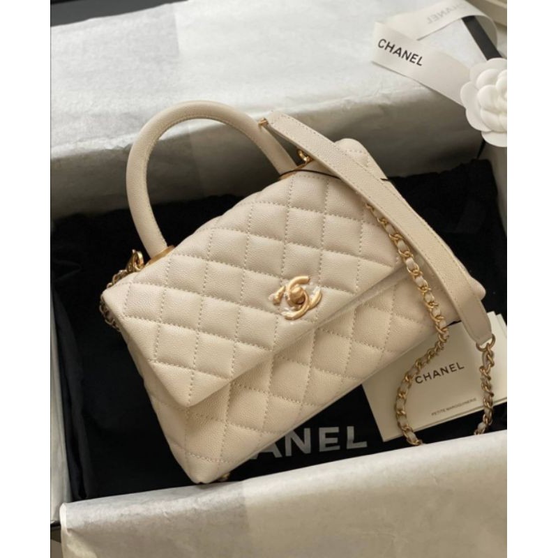 กระเป าเล กๆ Chanel Coco Top Handle Original White Shopee Thailand