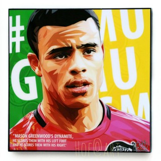 Mason Greenwood เมสัน กรีนวู้ด Manchester United แมนยู ปีศาจแดง รูปภาพ​ติด​ผนัง​ pop art นักฟุตบอล​ รูปภาพ​ กรอบรูป​​