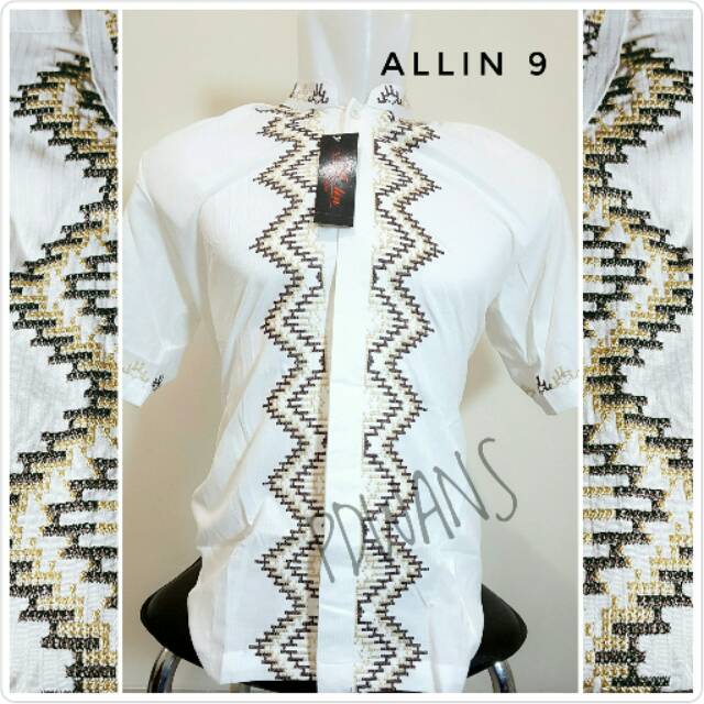 KEMEJA ALLIN 9 Off-White Short Sleeve KOKO เสื้อเชิ้ตผู้ใหญ่ปักมุสลิมเสื้อเชิ้ตผู้ชาย