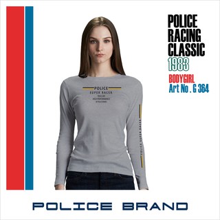 Police bodygirl เสื้อยืดทรง Slim fit ทรงพอดีตัว   สีขาว,ดำ,เทา   (G364)