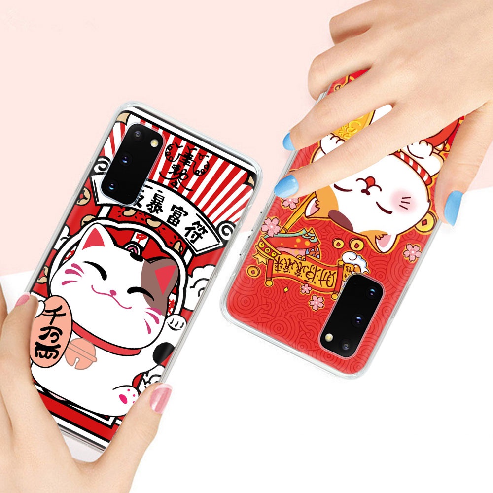 ฝาครอบป้องกันเข้ากันได้สําหรับ VIVO V15 V21 Pro เคสใส ETS-26 Lucky Cat