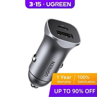 UGREEN ที่ชาร์จในรถยนต์ แบบชาร์จเร็ว 36W สำหรับ Xiaomi QC4.0 QC3.0 Type C iPhone 11 X Xs 8