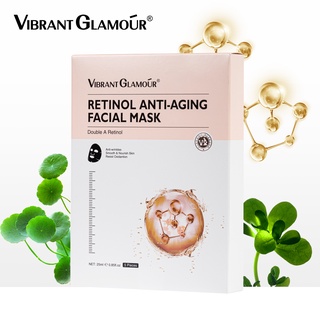 VIBRANT GLAMOUR Double A Retinol แผ่นมาส์กหน้า ต่อต้านริ้วรอย ไวท์เทนนิ่ง ลดเลือนริ้วรอย จุดด่างดําจางลง 5 ชิ้น