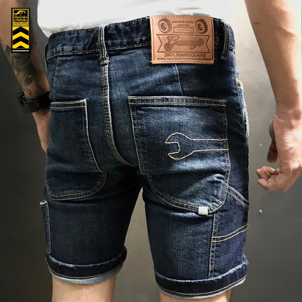 SGR002 กางเกงยีนส์ขาสั้น ชาย Mens Denim Shorts Special Sanforized(Gasoline & Garage) ปั๊มน้ำมันแก๊สโซลีน (SGR)