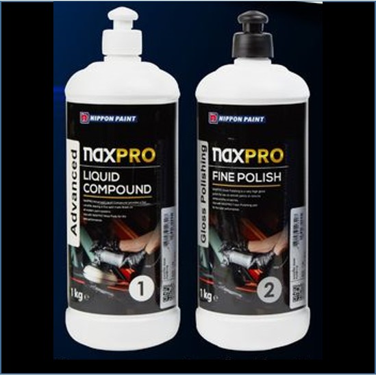 ชุด ยาขัดหยาบและขัดละเอียด (2ขวด) Naxpro Rubbing Compound- Fine Polish ฝุ่นน้อย ไม่เกิดฝ้าขาวขณะทำกา