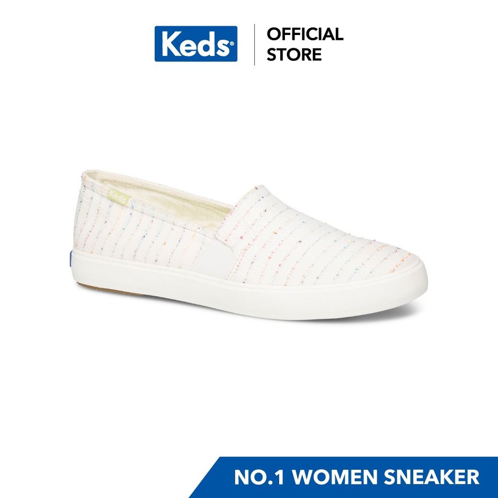 รองเท้า KEDS WF61328 CLIPPER RAINBOW SLUB WHITE รองเท้าผ้าใบผู้หญิง แบบสวม สีขาว