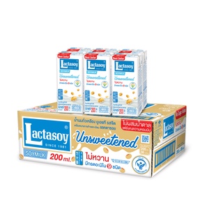 แลคตาซอย นมถั่วเหลือง ยูเอชที รสจืด 200 มล. แพ็ค 36 กล่อง Lactasoy Soy Milk UHT Unsweetened 200 ml x 36