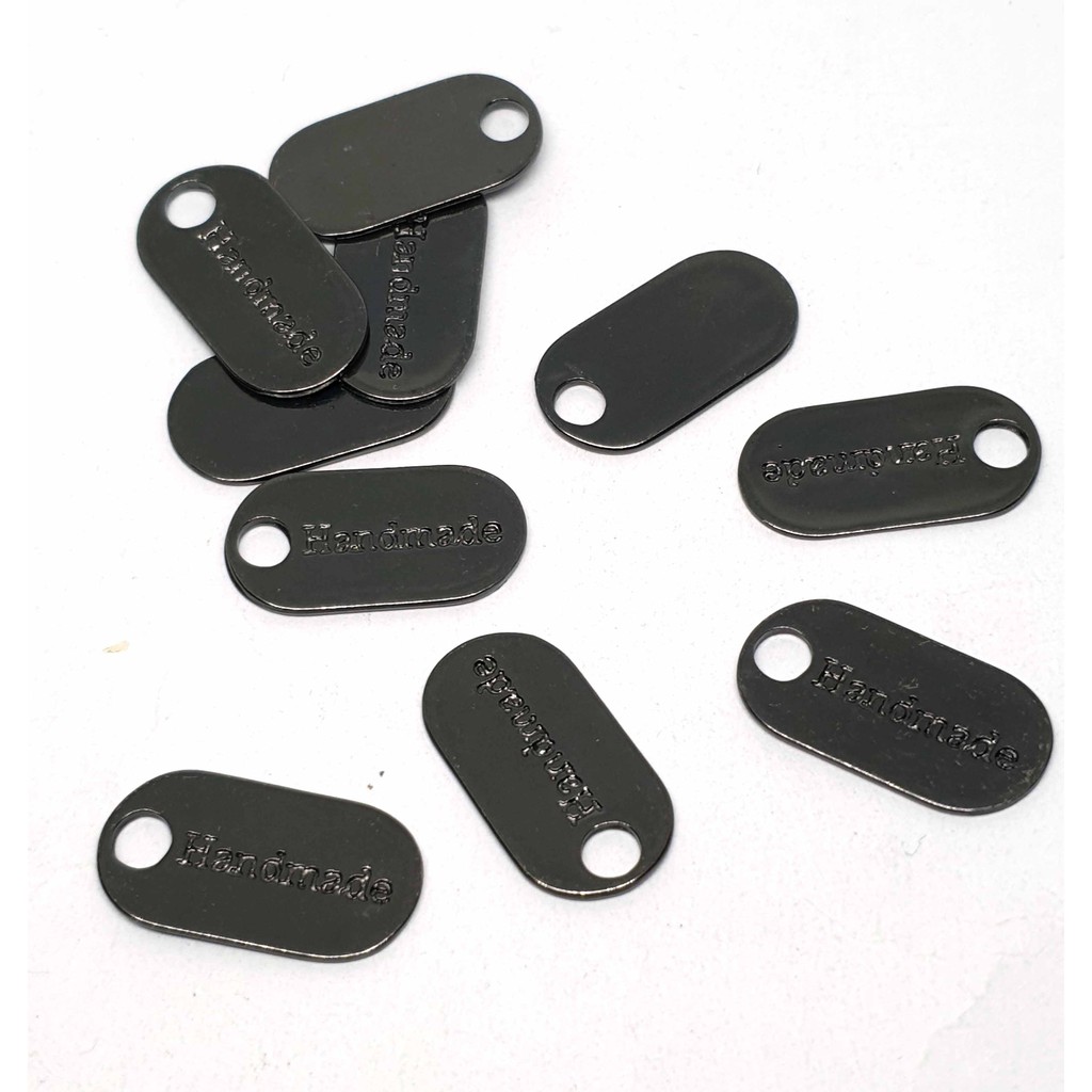 1 ชิ้น Gun metal tone handmade charms ขนาด 11 x 22 mm