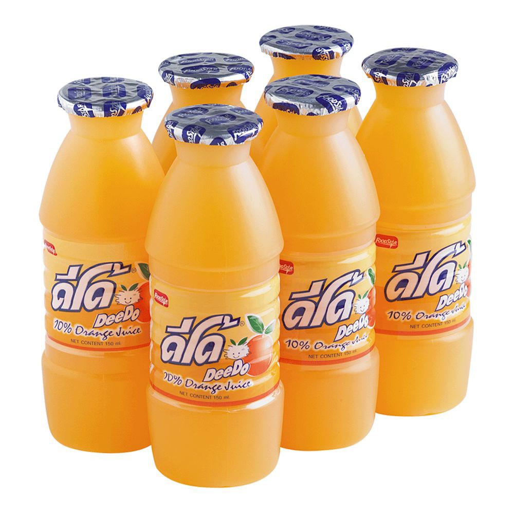 ดีโด้ น้ำส้ม 10% 150 มล. แพ็ค 6 ขวด Deedo 10% Orange Juice 150 ml. Pack of 6 bottles
