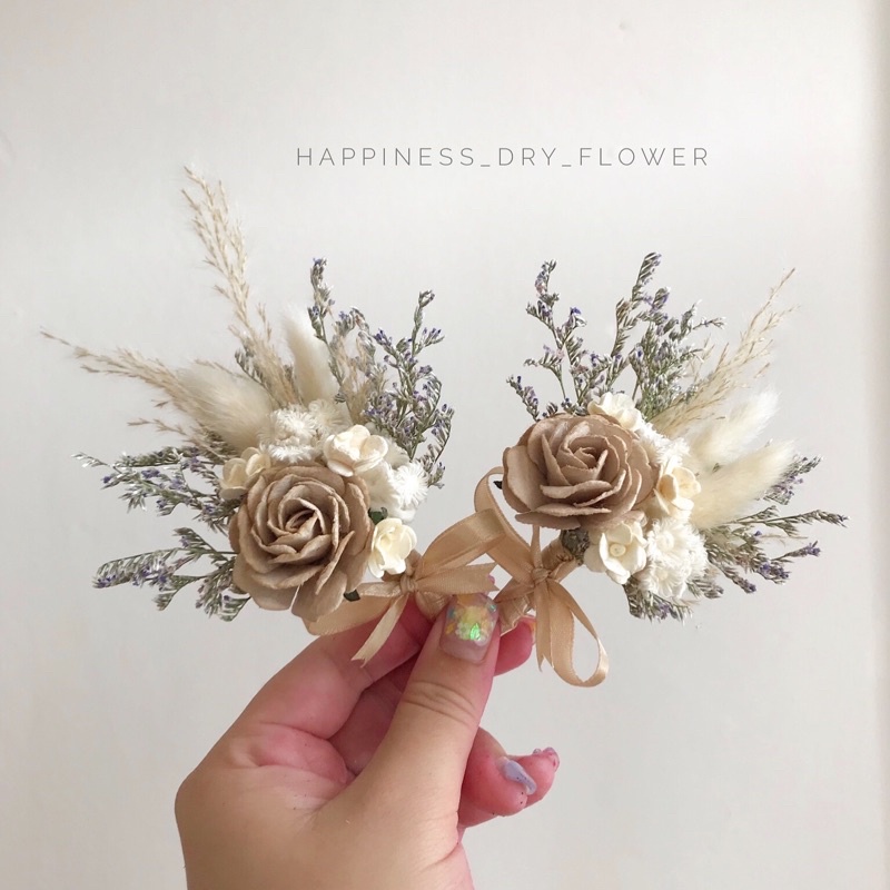 ดอกไม้ติดอกโทนเบจ(โทนครีมๆ) ‼️พร้อมส่ง‼️ สุภาพเรียบร้อยค่ะสีนี้