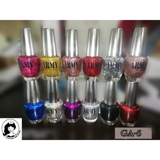 เซตสีทาเล็บกากเพชร Army Glitter Nailคละสี Set GA-5 12 ขวด