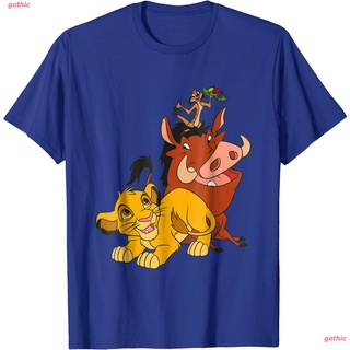 เสื้อยืดผู้ชายและผู้หญิง Disney The Lion King Young Simba Timon And Pumbaa T-Shirt Mens Womens T-shirtsS-5XL