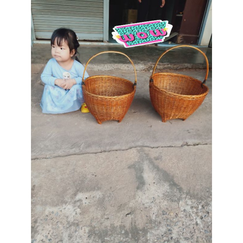 ตะกร้าไม้ไผ่สานรุ่นใหญ่ ทาแสลคกันปลวกมอดอย่างดี ภูมิปัญญาชาวบ้าน - รูปที่ 4