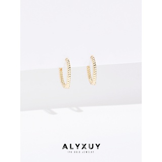 Alyxuy ต่างหูห่วง สเตนเลส ชุบทอง 14K 8 มม. บาง (ขาย 1 คู่)