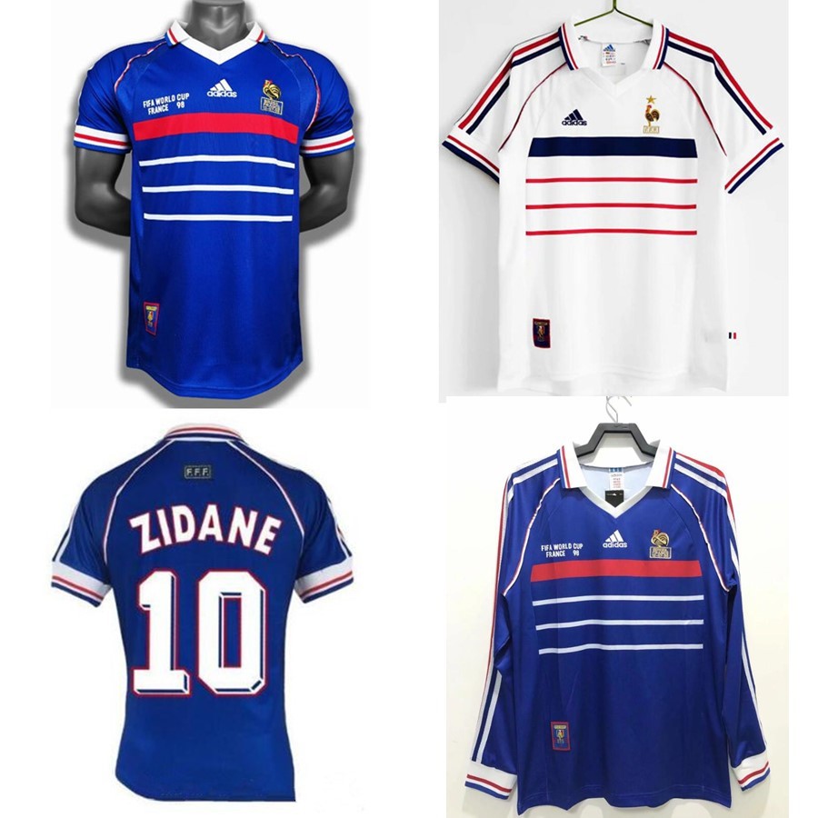 Retro France 1998 zinde henry World Cup เสื้อฟุตบอลบ้านแขนยาว