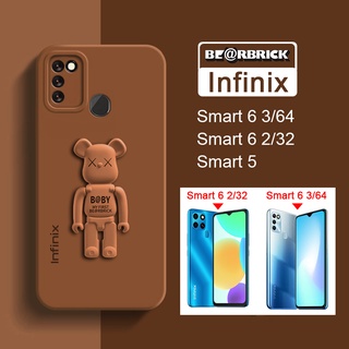 เคสโทรศัพท์มือถือ ซิลิโคนนิ่ม กันรอยกล้อง ลายหมี พร้อมขาตั้ง สําหรับ Infinix Smart 5 6 X657 X657C X6511B